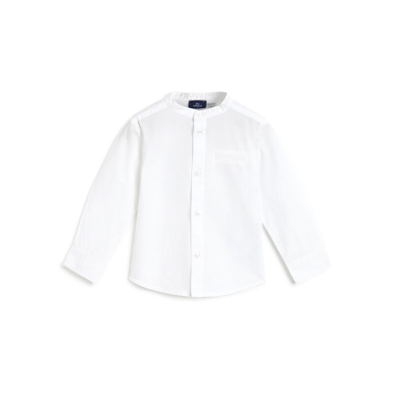 Boys White Solid Long Sleeve Shirt image number 0